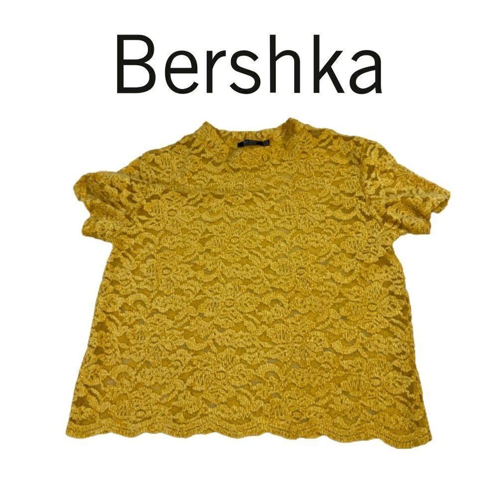 Bershka Mustard Lacey Top. Sz M